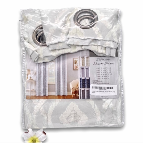 NWT Ivory Trellis Blackout Window Curtain Panels - Picture 6 of 14